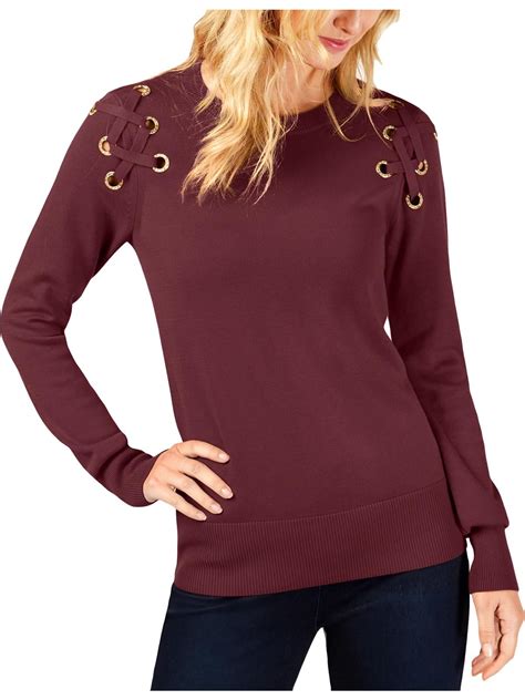 michael michael kors lace-up crewneck sweater|Lace.